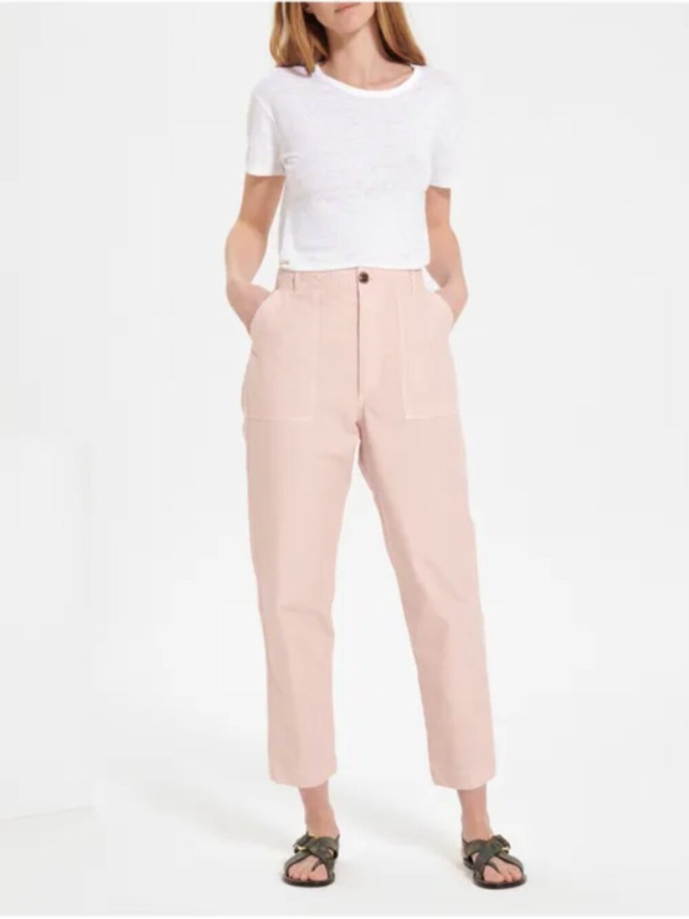 Officine Generale Pale Pink Cotton Saskia Chino Trousers